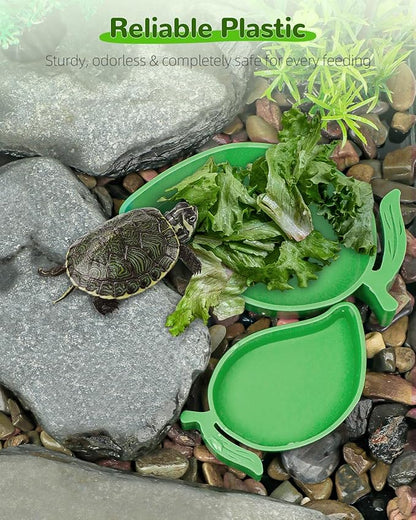 Pawfly 2 Pcs Reptile Water Bowl, Tortoise Water Dish, Food & Water Feeder, Cute Mango Feeding Dish, Tortoise Habitat Accessories for Turtle, Gecko, Bearded Dragon & Lizard, 2 Sizes