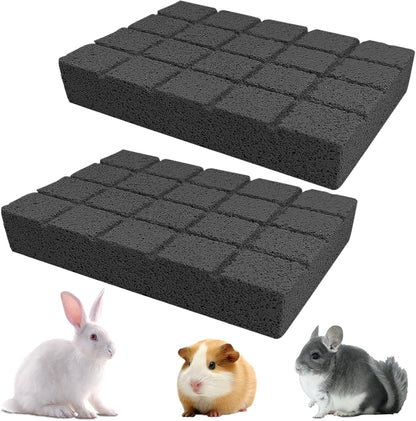 Hamiledyi 2PCS Rabbit Scratching Pads Bunny Lava Grinding Claw Pads Small Animal Foot Pads Hamster Scratch Board Chew Toys for Gerbil Chinchilla Hedgehog Guinea Pig Cage Accessories