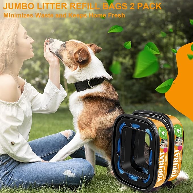 Jumbo Square Refill Bags 2 Pack – Lasts Up to 8 Months – Lavender Scented Dog Poop Bags for Dogs – Pet Waste Refills for Odor Control – Fits Pet Genie Dog Waste Disposal System & Litter Genie Pails
