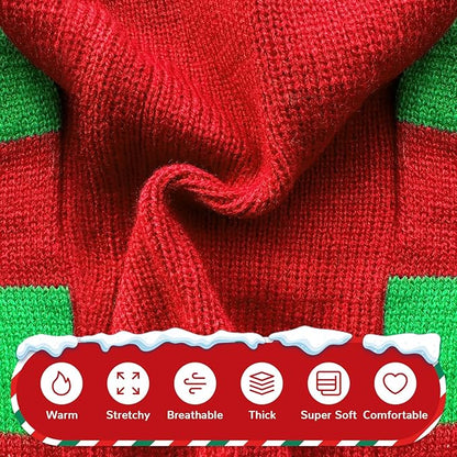 PETCARE Dog Christmas Sweater with Leash Hole Cute Striped Reindeer Dog Clothes for Small Medium Large Dogs Girl Boy Warm Fall Winter Knitted Pullover Vest Pet Puppy Cat Xmas Outfits