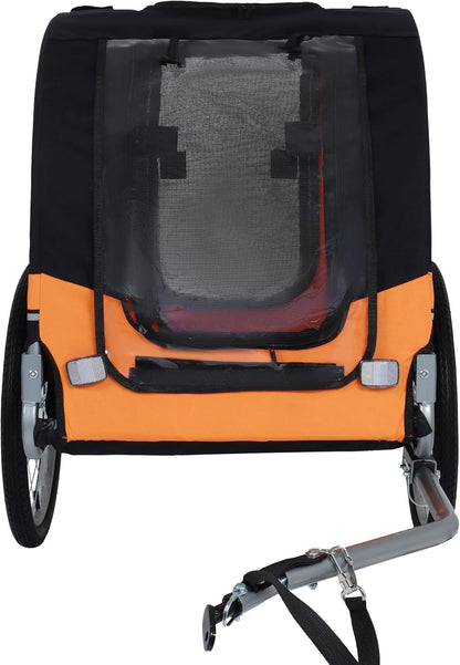 Blue-Grey Large Folding Bike Trailer for Dogs – Heavy-Duty Steel Frame, 66LB Capacity Pet Carrier for All-Terrain Cycling, Jogging & Camping Adventures!
