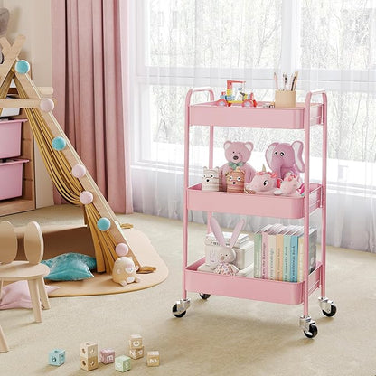 TOOLF 3-Tier Metal Rolling Cart