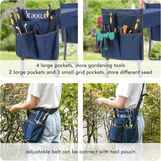ikkle Heavy Duty Garden Kneeler Seat and Gardening Stool - Thicker Wider Soft Detachable Kneeling Pad - Gift for Women Men Christmas (Holds 330lbs/150kg)