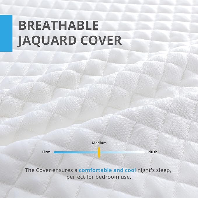 EGOHOME Full Mattress 14 Inch, Memory Foam Mattress Bed in a Box, Back Pain Relief, Made in The USA of US Foam and Global Materials, Medium Firm, CertiPUR-US Certified,75”x54”x14”, White