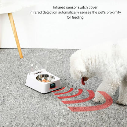 Removable Automatic Cat Feeder, Infrared Automatic Sensor Switch Cover with Transparent Lid, Proof Smart Automatic Pet Feeder for Cat, Camping, Wet Food