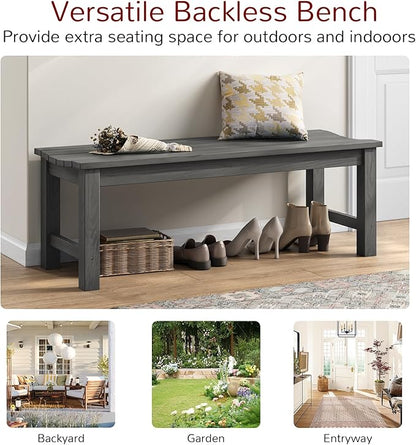 Stoog Outdoor Bench, 2-Person Outdoor Dining Bench, All-Weather HIPS Garden Bench for Patio, Backyard, Porch, and Entryway, Grey