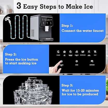 Nugget Ice Maker 66Lbs/24H Chewable Pellet Ice Machine, Built-in 6lbs Ice