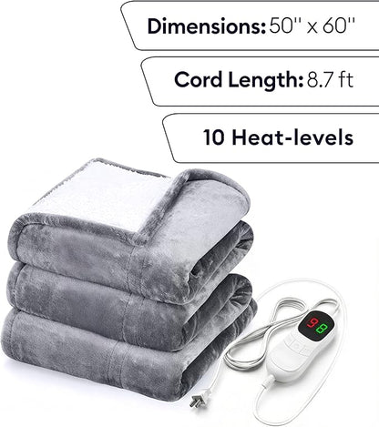 Heated Blanket Electric Throw 50"x60" – Safe Electric Heating Blanket
