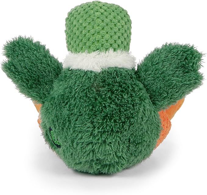 goDog Checkers Sitting Duck Squeaky Plush Dog Toy, Chew Guard Technology - Green, Large