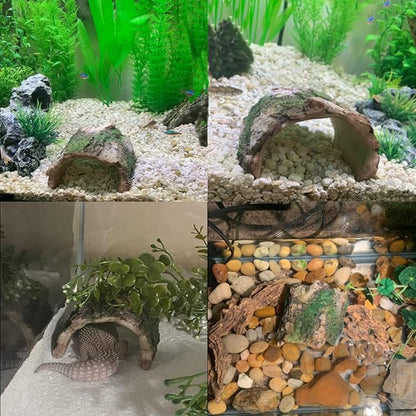 2 Pack Small Betta Log Resin Hollow Tree Trunk Ornament, Aquarium Hideout Reptile Cave Tarantula Hide Terrarium Tank Decor for Fish Shrimp or Small Reptile Scorpion Spider Hermit Crab