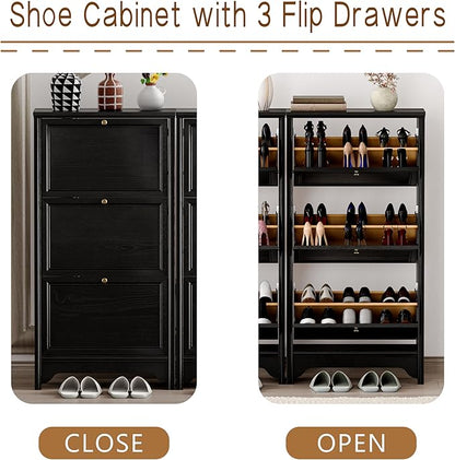 Chogori 3-Tier Shoe Cabinet – Solid Wood Entryway Shoe Storage Organizer