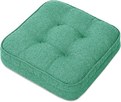 GOFORIT Memory Foam Cushion，Square Seat Cushions for Dining Chairs,Non-Slip Chair Pads with Removable Cover, 16'' x 16'', Green