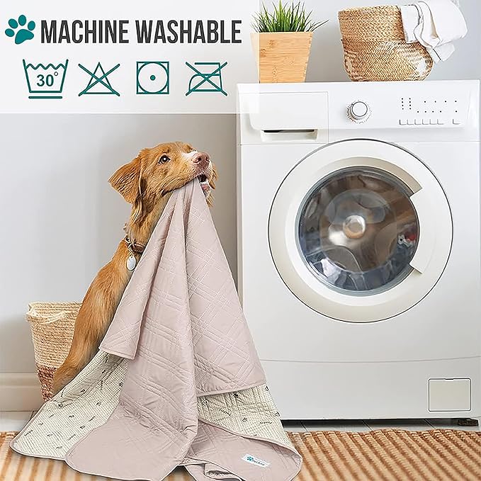 PetAmi Waterproof Dog Bed Cover, Reversible Furniture Protector for Cats & Dogs, Washable Blanket for Couch Seat, 102x82 Beige