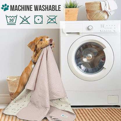 PetAmi Waterproof Dog Bed Cover, Reversible Furniture Protector for Cats & Dogs, Washable Blanket for Couch Seat, 102x82 Beige