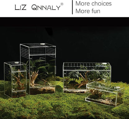 Acrylic Terrarium for Reptiles & Spiders – Small/Medium/Large Leak-Proof Enclosure (Horizontal/Vertical) | Ideal for Tarantulas, Jumping Spiders, Frogs & Geckos (Large, Horizontal)