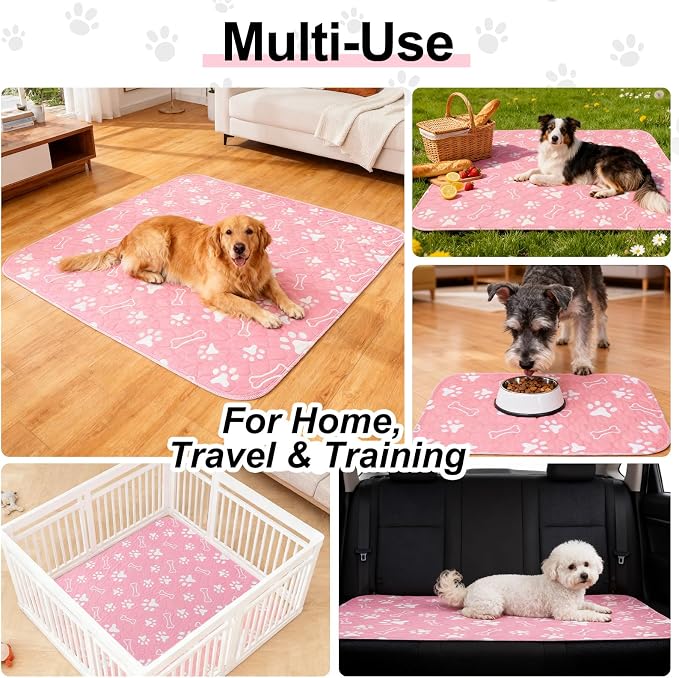 BEAUTYZOO 4 Pack Washable Pee Pads for Dogs,Reusable Puppy Pads 24x36 Pink | Waterproof Super Absorbent,Non Slip and Leak-Proof Against Urine,Whelping Pads Mats for Puppy Potty Training,Playpen,Crate