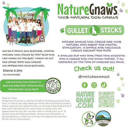 Nature Gnaws Beef Gullet Sticks for Dogs 5-6" (1Lb) - Natural Beef Jerky Stick Dog Chew Treats - Rawhide Free