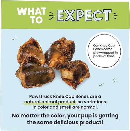 Pawstruck Natural Knee Cap Dog Bones - Treats for Aggressive Chewers, Low Fat & High Protein Chews, Beef Flavor, Long-Lasting Rawhide Alternatives - 10 Pack, Packaging May Vary