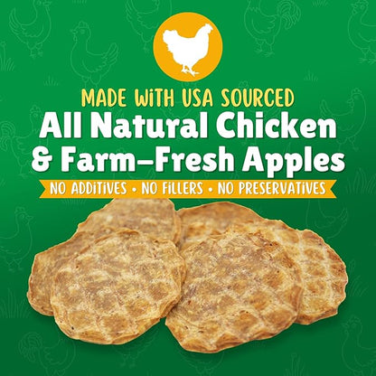 Chicken & Apple Chips Dog Treats – Made in USA, 100% Chicken Jerky, Grain-Free, High Protein, Single Ingredient, Crispy & Healthy Training Snacks for Dogs – 6 oz Jar