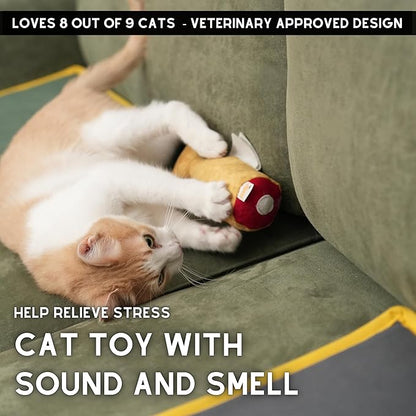 Fish Toy for Cats, Matatabi Silvervine Filled and Help Relief Anxiety, Kitten Catnip Essentials Treats Supplies Large Interactive Chew Big Kicker Toys for Indoor Cat (Golden)