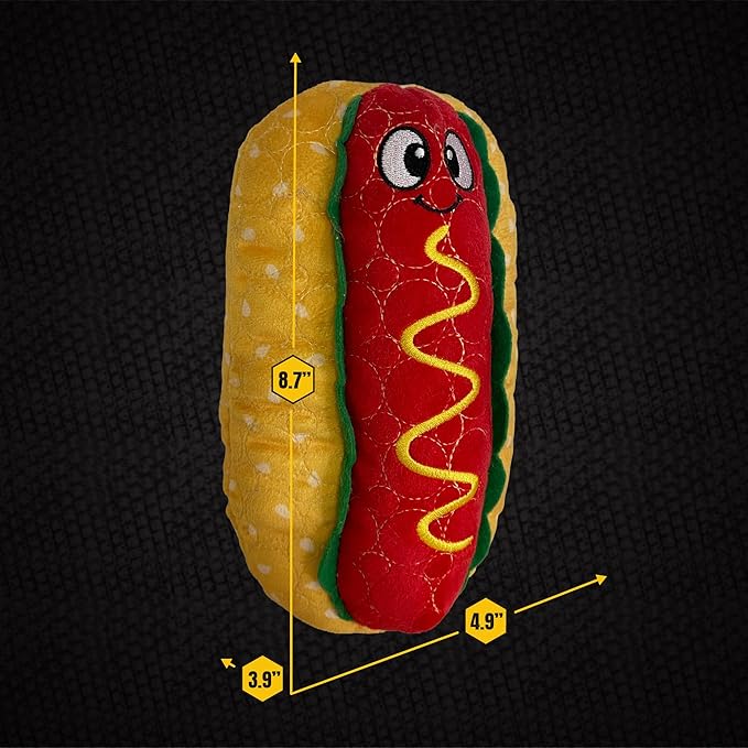 Bite Force - Durable & Strong Dog Toy Wieny Wiggle with Squeaker, Kevlar-Reinforced Seams for Aggressive chewers- red.