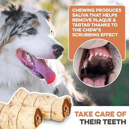 Premium Beef Cheek Rolls for Dogs 5-7" - (10-Pack), Peanut Butter Flavored Long Lasting, Safe & Natural Rawhide Alternative Chews, Ideal for Large Dogs & Aggressive Chewers, Supports Dental Health