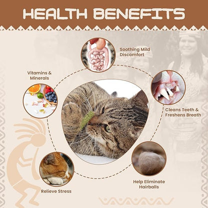 HUPA Cat Chew Sticks | Anxiety Relief & Digestive Support, Kitten Teething Chews, Cat Dental Chews | Natural Catnip Teething for Indoor Cats, Energetic Chew for All Ages & Breeds | 6 Sticks