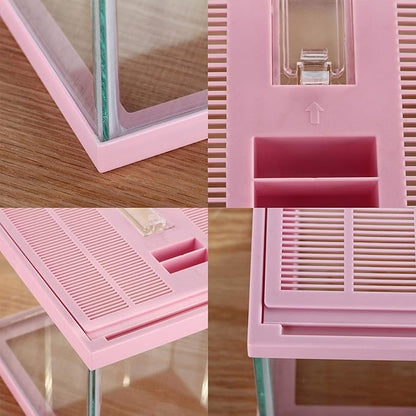 crapelles Reptile Tank Color Pink Spider Terrarium Container Tarantula Box Cage Gecko Habitat Insect Enclosure Frog Carrier Tortoise Snail Container Fish Bowl Hermit Crab House Cricket Breeding Box
