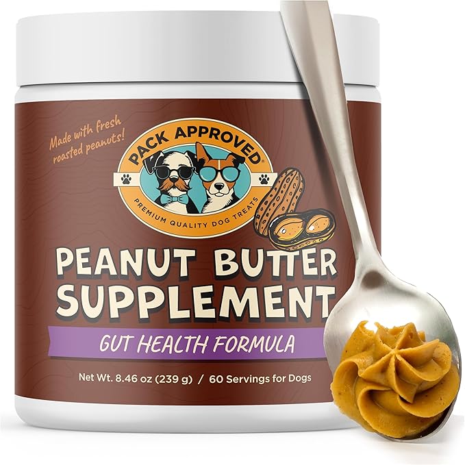 Dog Peanut Butter - with Prebiotic and Probiotic for Dogs to Boost Gut Health - Supports Digestive Support and Immune Support - Peanut Butter Treats - Gut Health (8.46oz)