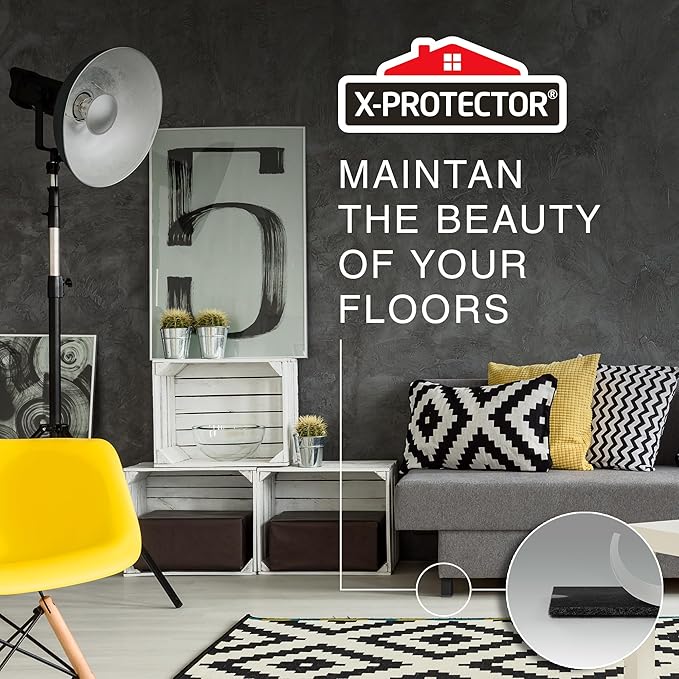 X-Protector Premium Felt Furniture Pads - 20 PCS 6 x 1/2" - Black Rectangular Pads with Tenacious Adhesive - Protects Hardwood, Laminate & Tile Floors