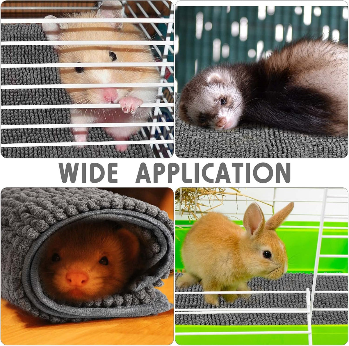Amylove 4 Pcs Guinea Pig Cage Liner Guinea Pig Bedding Washable Fleece Pee Pads Reusable Small Animals Training Mat Small Animal Sleeping Bed for Bunny Hamster(Dark Gray,16 x 24 Inch)