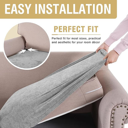 H.VERSAILTEX Stretch Chenille Couch Cushion Cover Soft Sofa Covers Individual Seat Couch Slipcover Sets Furniture Protector Seat Cushion Sofa Cover (3 Piece Sofa Cushion Covers, Dove)