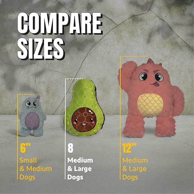 Bite Force - Durable & Strong Dog Toy Avocado Squeaker, Kevlar-Reinforced for Aggressive Chewers for Small Medium Large Dogs - Green.