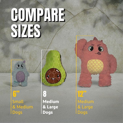 Bite Force - Durable & Strong Dog Toy Avocado Squeaker, Kevlar-Reinforced for Aggressive Chewers for Small Medium Large Dogs - Green.
