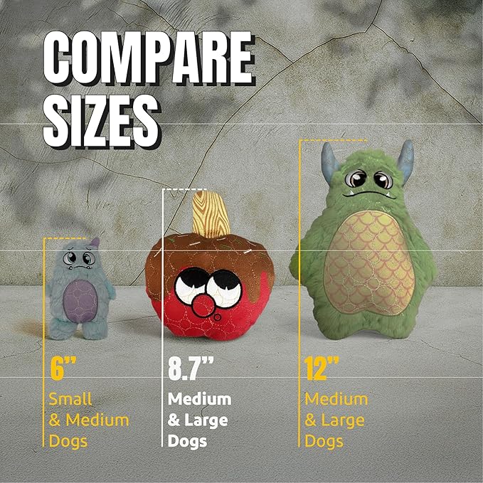 Bite Force -Durable & Strong Dog Toy Candy Apple Buddy with Squeaker, Kevlar-Reinforced for Aggressive Chewers for Small Medium Large Dogs - red.