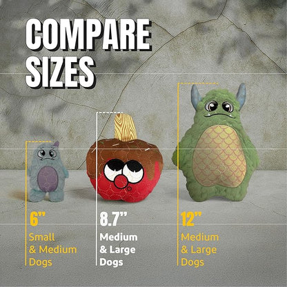 Bite Force -Durable & Strong Dog Toy Candy Apple Buddy with Squeaker, Kevlar-Reinforced for Aggressive Chewers for Small Medium Large Dogs - red.