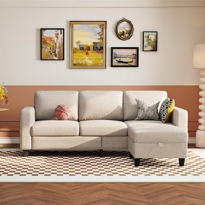 Youmumeub 79''Sectional Couch Couches for Living Room - L-Shaped 4-Seater Deep Sectional Sofa,Removable Covers,Suitable for The Living Room, Apartment or Office-Mocha Brown