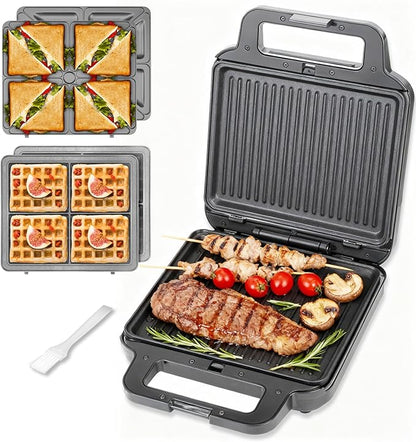 Panini Grill Press Breakfast Sandwich Maker 3 in 1, Electric Griddle Panini