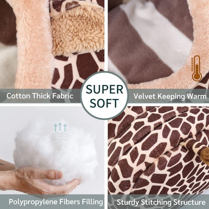 JanYoo Hamster Guinea Pig Supplies Bed Accessories House Hedgehog Cage Supplies Chinchilla Ferret Rat Gerbil (S,Giraffe)