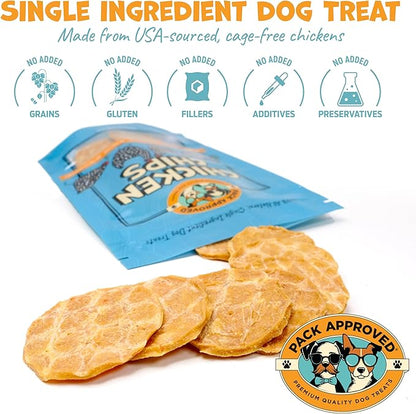 Chicken Chips - Crunchy, Single Ingredient Dog Treat -100% All Natural Chicken Breast - 4oz (Pack of 2)
