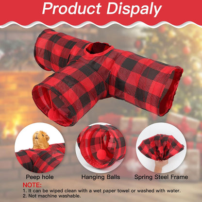 Rypet Guinea Pig Tunnels & Tubes Collapsible 3 Way Small Animals Hideaway Activity Tunnel Toys for Guinea Pig Chinchilla Ferret Hamster