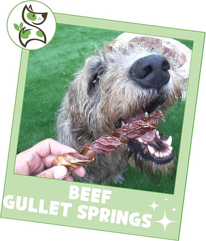 Nature Gnaws Beef Gullet Springs for Dogs 7-8" (12 Count) - Natural Beef Jerky Stick Dog Chew Treats - Rawhide Free