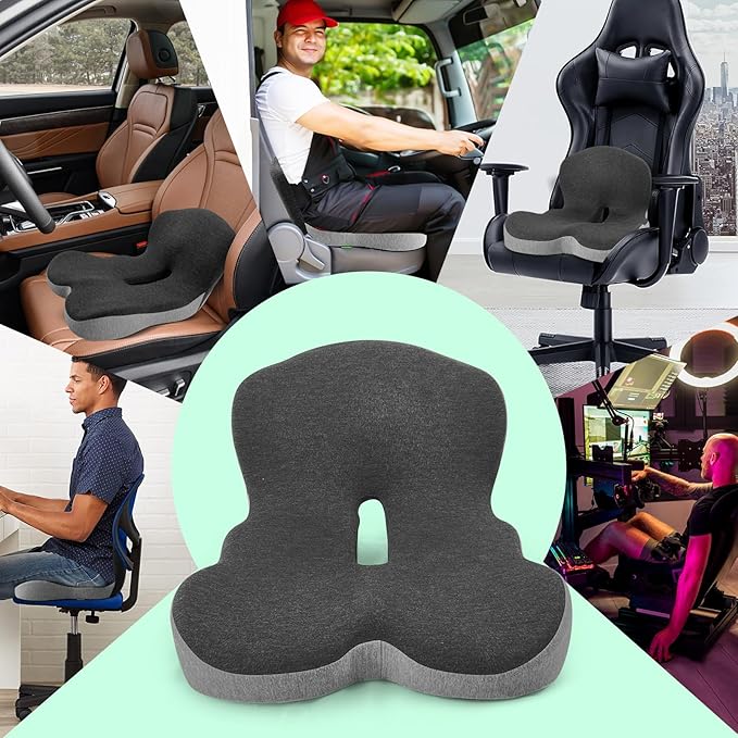 Buttocks Cushion for Office Chair Memory Foam Seat Pad for Butt Support Tailbone Relief Ergonomic Chair Cushion for Home Car Travel or Work (Army Green)