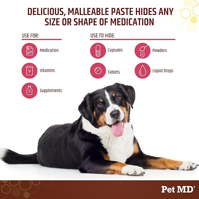 Pet MD Wrap-A-Pill with Dog Probiotics - Pill Wrap for Dogs Medicine - Easy-to-Use Paste to Hide Capsules, Create Pockets and Treats for Dogs - Bacon (4.2oz)