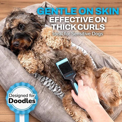 The Doodle Brush Slicker Dog Brushes Curly Coat Detangler, Single Head | Flexible Grooming Brush, Ergonomic Handle, Goldendoodle, Cockapoo, Cavapoo, Dematting Dogs, Removes Mats and Tangles