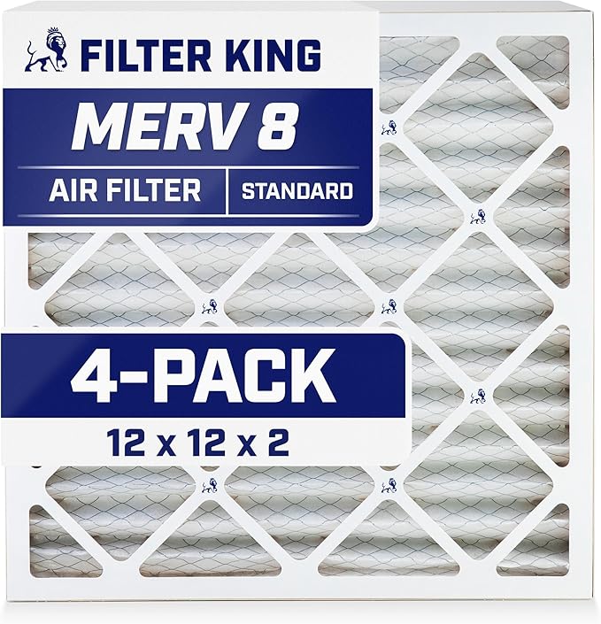 Filter King 12x12x2 Air Filter | 4-PACK | MERV 8 HVAC Pleated A/C Furnace