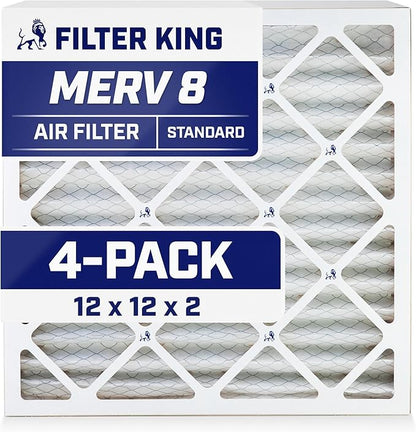 Filter King 12x12x2 Air Filter | 4-PACK | MERV 8 HVAC Pleated A/C Furnace