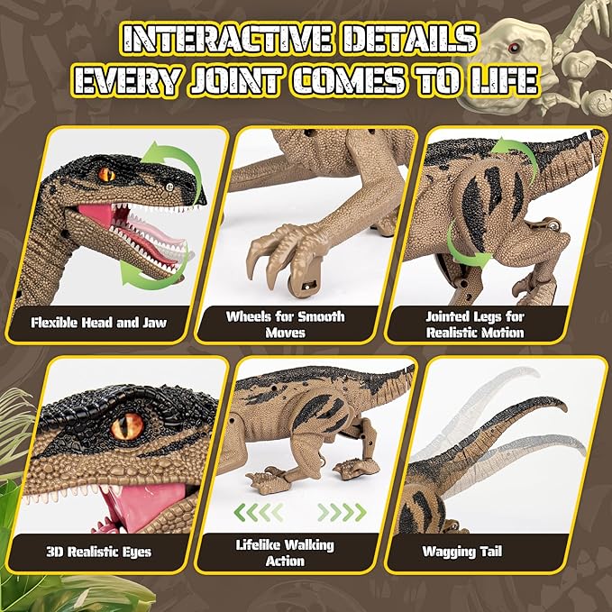 Dinosaur Toys for Kids 3-5, 5-7, 8-12, 2.4GHz Remote Control Dinosaur with Walking, Realistic Sounds, Demo Mode, Rechargeable Jurassic Toys for Birthdays, Parties, Children’s Day