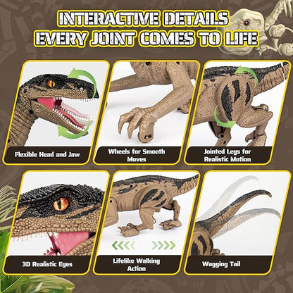 Dinosaur Toys for Kids 3-5, 5-7, 8-12, 2.4GHz Remote Control Dinosaur with Walking, Realistic Sounds, Demo Mode, Rechargeable Jurassic Toys for Birthdays, Parties, Children’s Day