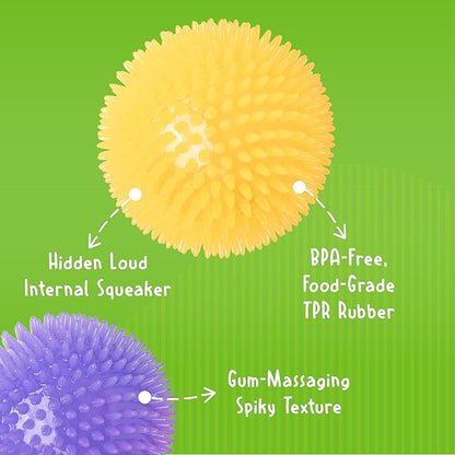 Gnawsome 4.5” Spiky Squeak & Light Ball Dog Toy - Extra Large, Cleans teeth and Promotes Dental and Gum Health for Your Pet, Colors will vary, All Breed Sizes